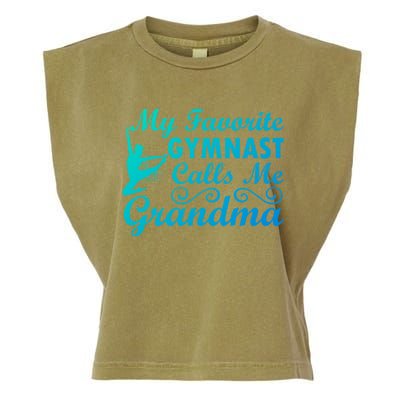 My Favorite Gymnast Calls Me Grandma Gymnastic Dog Lover Gift Garment-Dyed Women's Muscle Tee