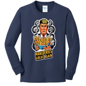 Make Fries Great Again Trump 2024 Kids Long Sleeve Shirt