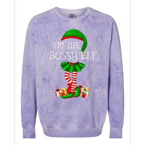 Matching Family Group IM The Bossy Elf Christmas Colorblast Crewneck Sweatshirt