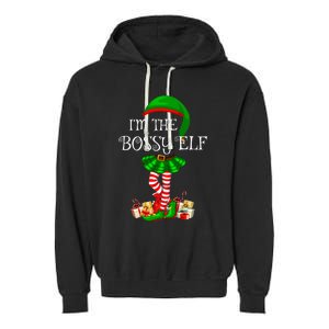 Matching Family Group IM The Bossy Elf Christmas Garment-Dyed Fleece Hoodie