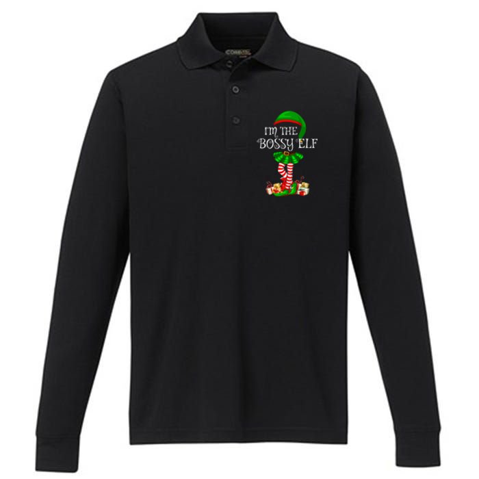 Matching Family Group IM The Bossy Elf Christmas Performance Long Sleeve Polo