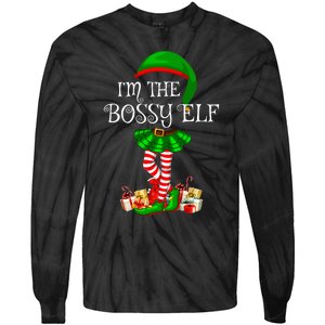 Matching Family Group IM The Bossy Elf Christmas Tie-Dye Long Sleeve Shirt