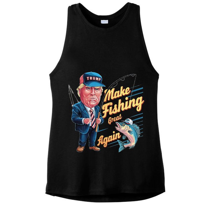 Make Fishing Great Again Trump Funny Fisherman Angler Ladies PosiCharge Tri-Blend Wicking Tank