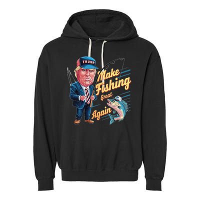 Make Fishing Great Again Trump Funny Fisherman Angler Garment-Dyed Fleece Hoodie
