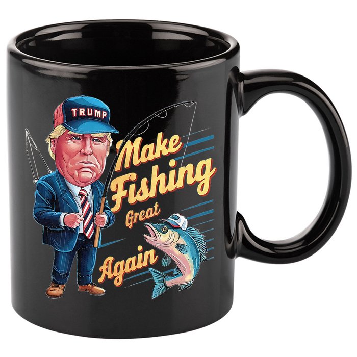 Make Fishing Great Again Trump Funny Fisherman Angler 11oz C Handle Ceramic Mug