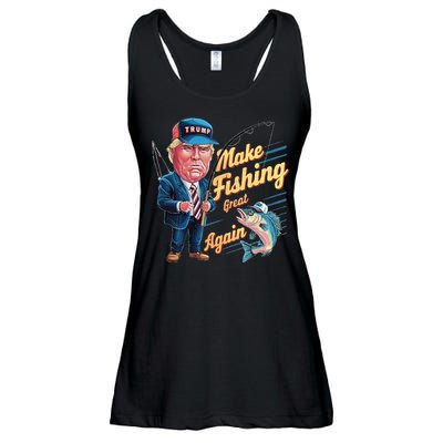 Make Fishing Great Again Trump Funny Fisherman Angler Ladies Essential Flowy Tank