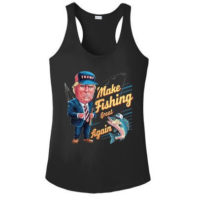 Make Fishing Great Again Trump Funny Fisherman Angler Ladies PosiCharge Competitor Racerback Tank