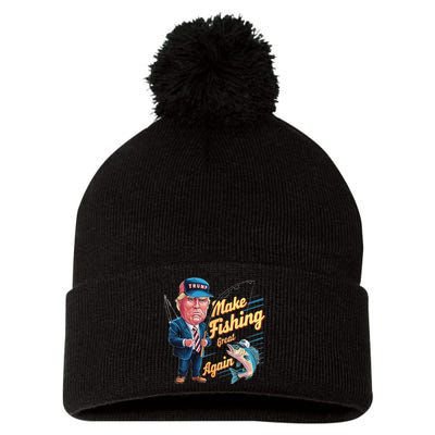 Make Fishing Great Again Trump Funny Fisherman Angler Pom Pom 12in Knit Beanie