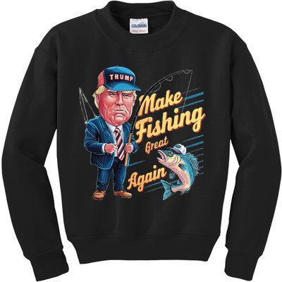 Make Fishing Great Again Trump Funny Fisherman Angler Kids Sweatshirt