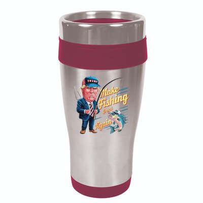 Make Fishing Great Again Trump Funny Fisherman Angler 16oz Travel Tumbler