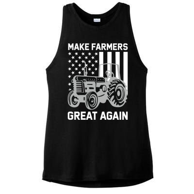 Make Farmers Great Again American Flag Agriculture Tractor Gift Ladies PosiCharge Tri-Blend Wicking Tank