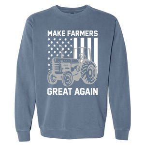 Make Farmers Great Again American Flag Agriculture Tractor Gift Garment-Dyed Sweatshirt