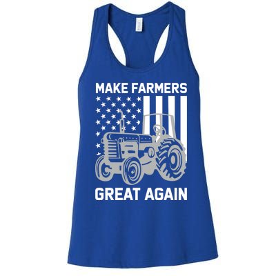 Make Farmers Great Again American Flag Agriculture Tractor Gift Women's Racerback Tank