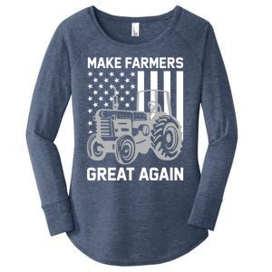 Make Farmers Great Again American Flag Agriculture Tractor Gift Women's Perfect Tri Tunic Long Sleeve Shirt