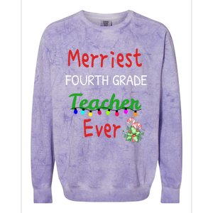 Merriest Fourth Grade Teacher Ever Christmas Tree Cool Gift Colorblast Crewneck Sweatshirt