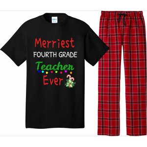 Merriest Fourth Grade Teacher Ever Christmas Tree Cool Gift Pajama Set