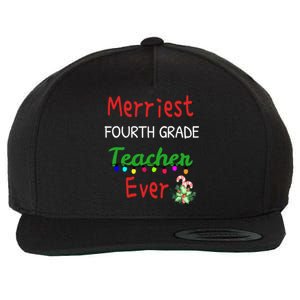 Merriest Fourth Grade Teacher Ever Christmas Tree Cool Gift Wool Snapback Cap