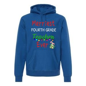 Merriest Fourth Grade Teacher Ever Christmas Tree Cool Gift Premium Hoodie