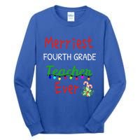 Merriest Fourth Grade Teacher Ever Christmas Tree Cool Gift Tall Long Sleeve T-Shirt