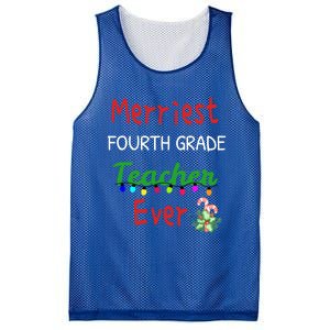 Merriest Fourth Grade Teacher Ever Christmas Tree Cool Gift Mesh Reversible Basketball Jersey Tank