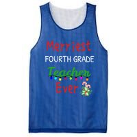 Merriest Fourth Grade Teacher Ever Christmas Tree Cool Gift Mesh Reversible Basketball Jersey Tank