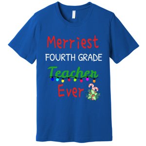 Merriest Fourth Grade Teacher Ever Christmas Tree Cool Gift Premium T-Shirt