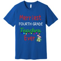 Merriest Fourth Grade Teacher Ever Christmas Tree Cool Gift Premium T-Shirt