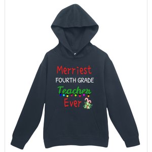 Merriest Fourth Grade Teacher Ever Christmas Tree Cool Gift Urban Pullover Hoodie