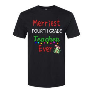 Merriest Fourth Grade Teacher Ever Christmas Tree Cool Gift Softstyle CVC T-Shirt