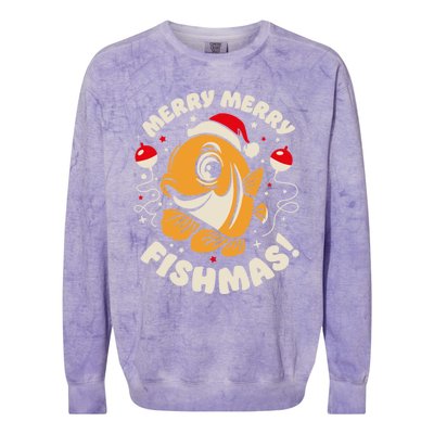 Merry Fishmas Gift Colorblast Crewneck Sweatshirt