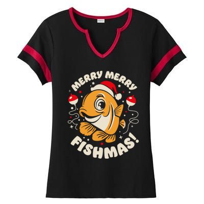 Merry Fishmas Gift Ladies Halftime Notch Neck Tee