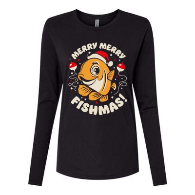 Merry Fishmas Gift Womens Cotton Relaxed Long Sleeve T-Shirt