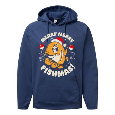 Merry Fishmas Gift Performance Fleece Hoodie