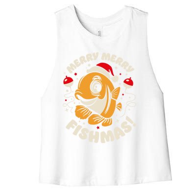 Merry Fishmas Gift Women's Racerback Cropped Tank