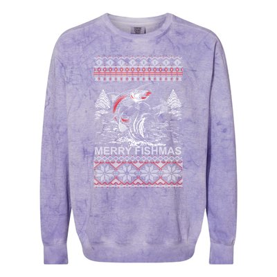 Merry Fishmas Gift Colorblast Crewneck Sweatshirt