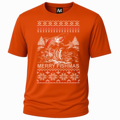 Merry Fishmas Gift Cooling Performance Crew T-Shirt