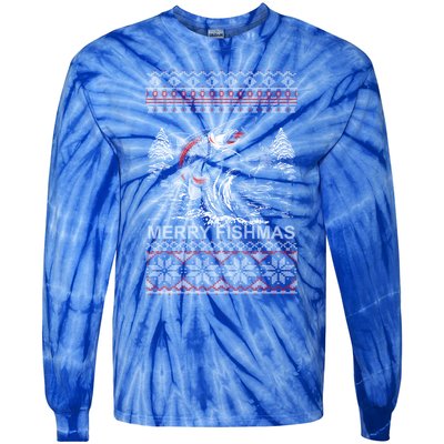 Merry Fishmas Gift Tie-Dye Long Sleeve Shirt