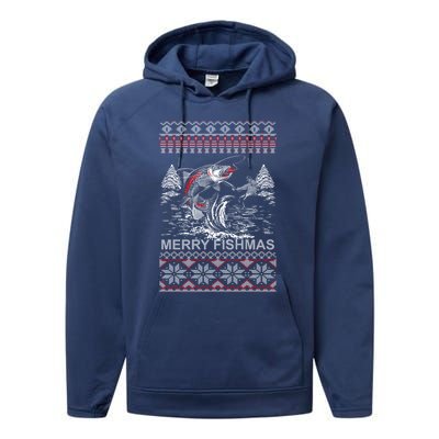 Merry Fishmas Gift Performance Fleece Hoodie