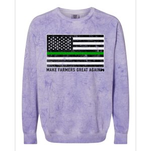 Make Farmers Great Again Tractor Us Flag Green Line Gift Colorblast Crewneck Sweatshirt