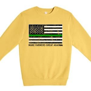 Make Farmers Great Again Tractor Us Flag Green Line Gift Premium Crewneck Sweatshirt