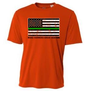 Make Farmers Great Again Tractor Us Flag Green Line Gift Cooling Performance Crew T-Shirt