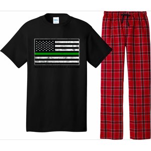 Make Farmers Great Again Tractor Us Flag Green Line Gift Pajama Set