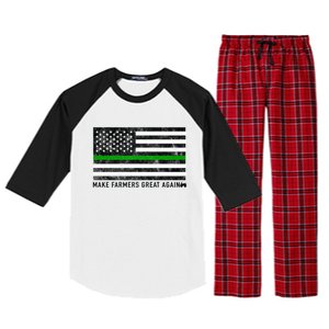 Make Farmers Great Again Tractor Us Flag Green Line Gift Raglan Sleeve Pajama Set