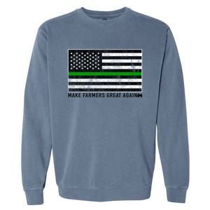 Make Farmers Great Again Tractor Us Flag Green Line Gift Garment-Dyed Sweatshirt