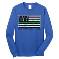 Make Farmers Great Again Tractor Us Flag Green Line Gift Long Sleeve Shirt