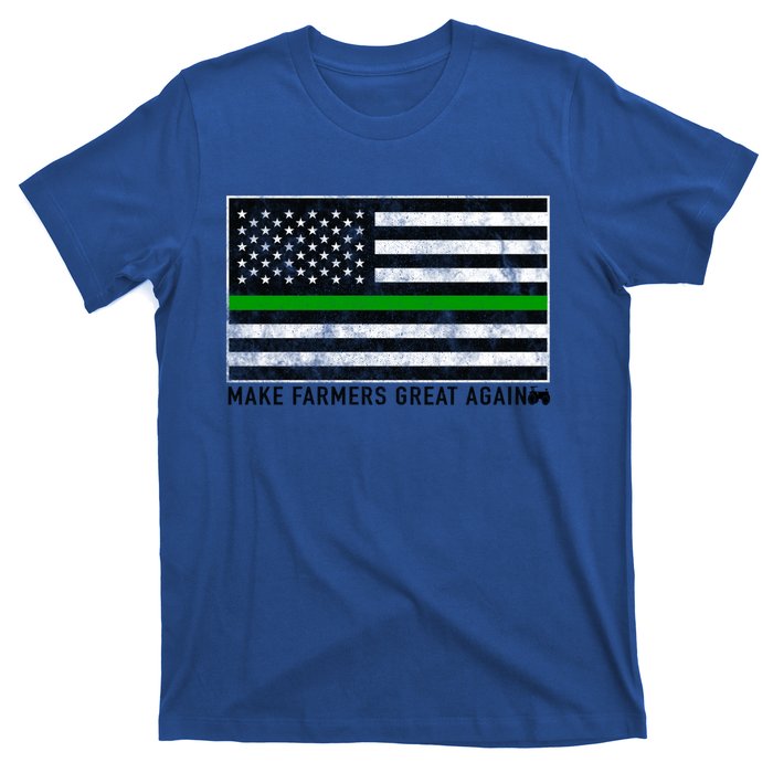 Make Farmers Great Again Tractor Us Flag Green Line Gift T-Shirt