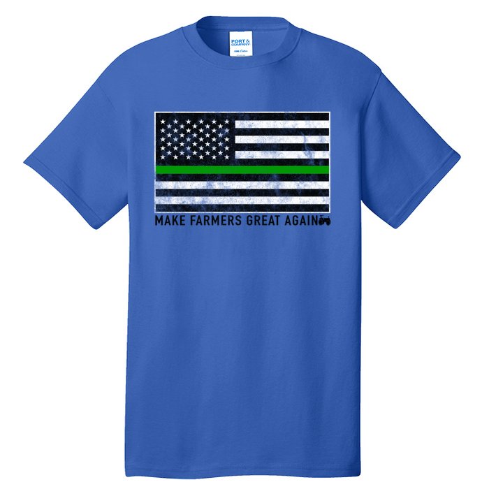 Make Farmers Great Again Tractor Us Flag Green Line Gift Tall T-Shirt