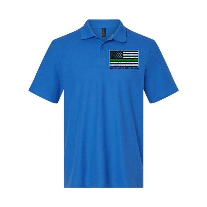 Make Farmers Great Again Tractor Us Flag Green Line Gift Softstyle Adult Sport Polo