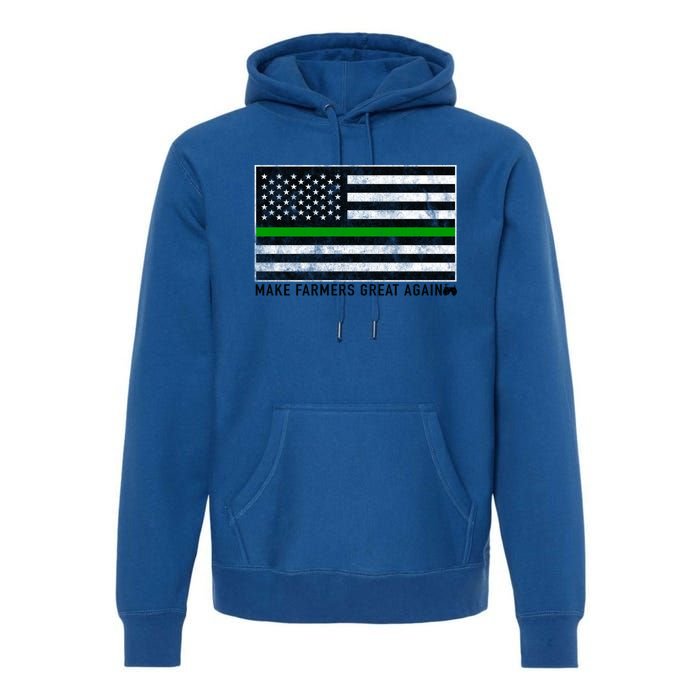 Make Farmers Great Again Tractor Us Flag Green Line Gift Premium Hoodie