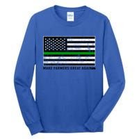 Make Farmers Great Again Tractor Us Flag Green Line Gift Tall Long Sleeve T-Shirt